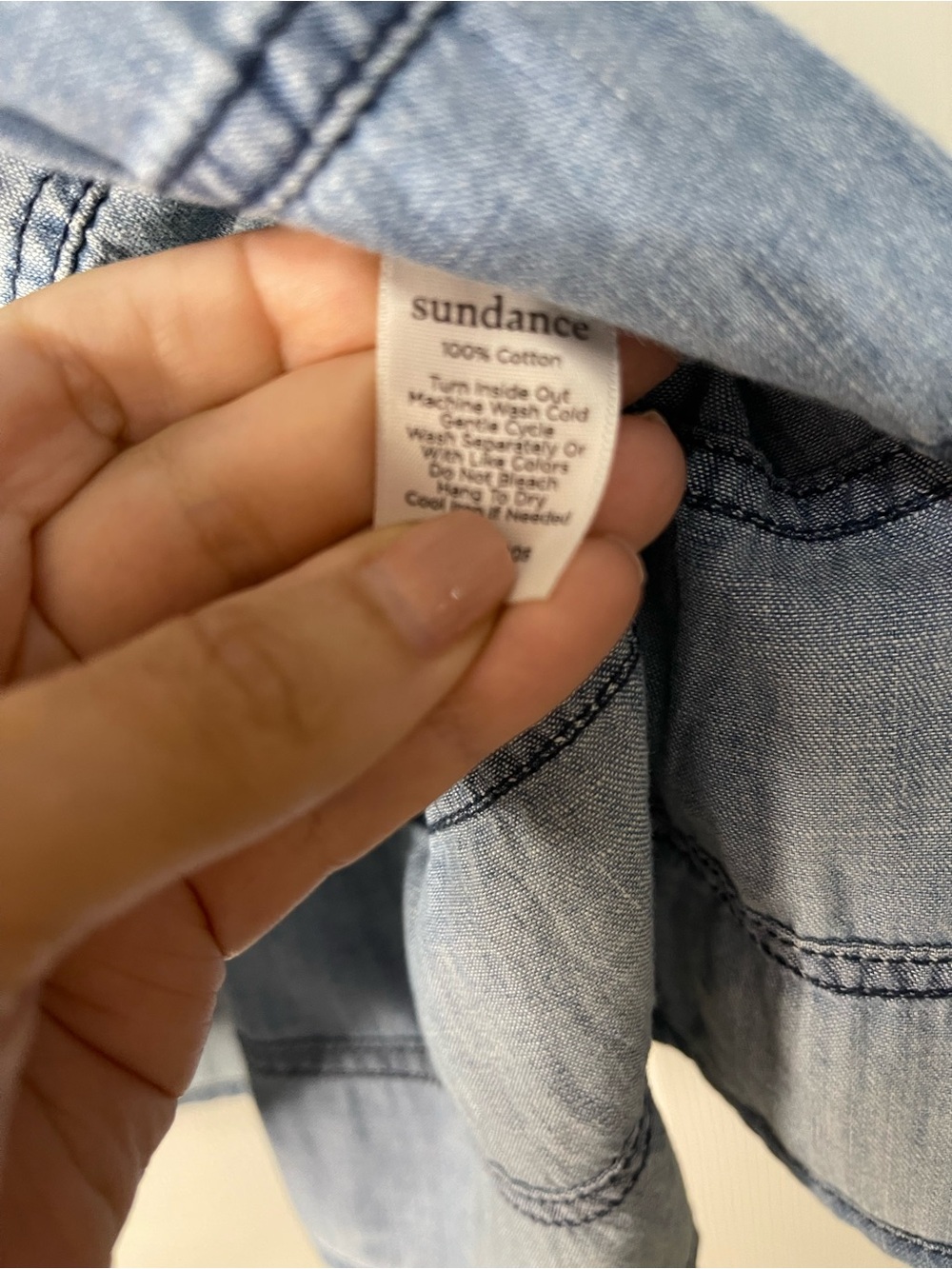 Sundance Light Blue Denim Tiered Western Cowgirl Bohemian Cotton Midi Skirt 8 - Picture 4 of 6